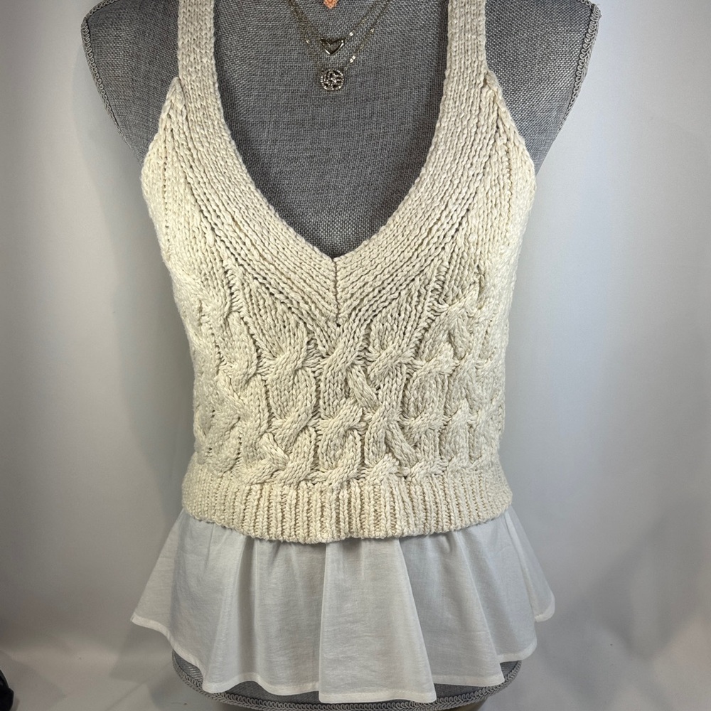 Anthropologie Cream Knit/Layered Top - Picture 14 of 16